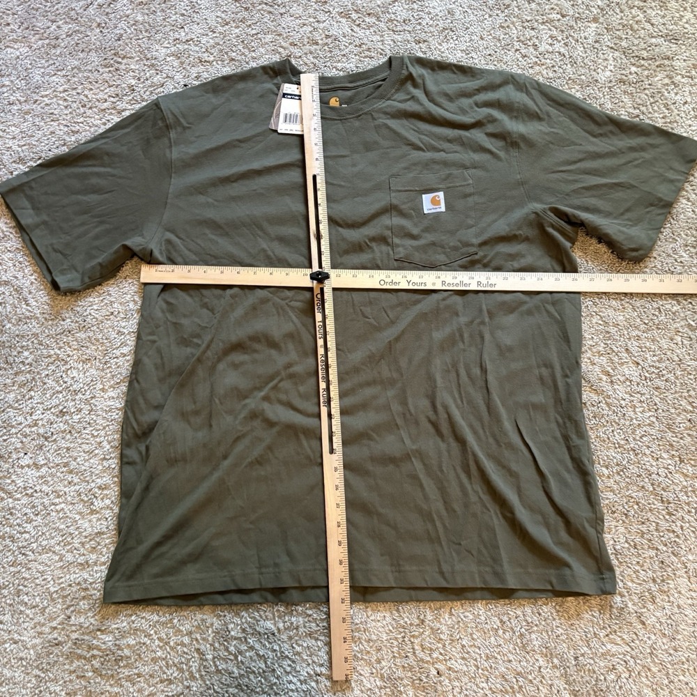 Carhartt K87 Mens Original Fit Pocket T-Shirt 2XL Olive Cotton Workwear K87-ARG - Picture 8 of 8